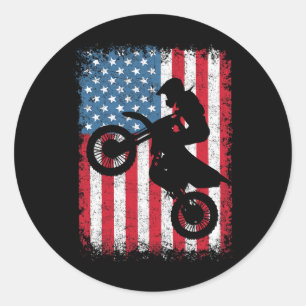 Fietsmotorcross motorfiets Amerikaanse vlag 4e van Ronde Sticker