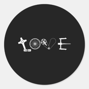 Fietsonderdelen, liefdesfietsenfietsen ronde sticker