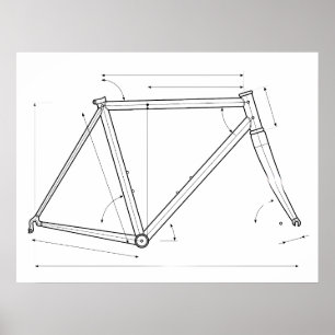 Fietsonderstel Geometrie Diagram  Poster