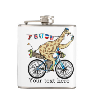 Fietspakkende giraffe heupfles