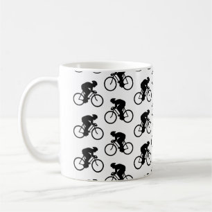 Fietspatroon in zwart-wit. koffiemok