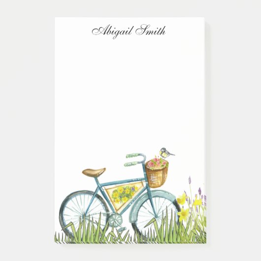 Fietsprogramma met mand bloemen na de presentatie post-it® notes (Voorkant)