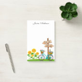 Fietsprogramma met mand bloemen na de presentatie post-it® notes (Kantoor)