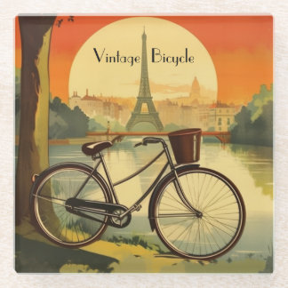 Fietsreis Poster, Parijs aanpasbaar Glazen Onderzetter
