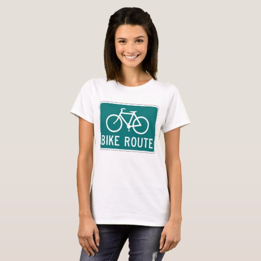 Fietsroutebord Fietspad Fietsroute T-shirt (Voorkant volledig)