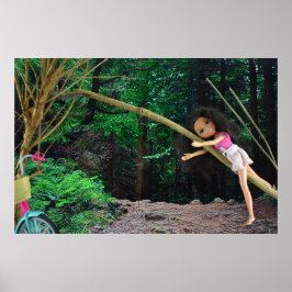 Fietstocht door het bos poster