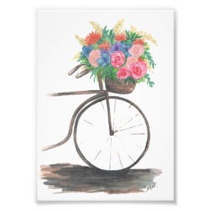 Fietstocht naar huis vanuit de markt foto afdruk