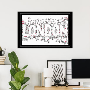 Fietstochten rond Londen Lijnkunst  Poster