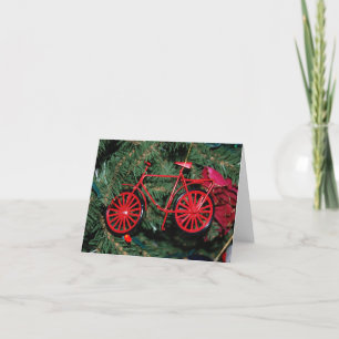Fietsversiering op een kerstboom feestdagen kaart
