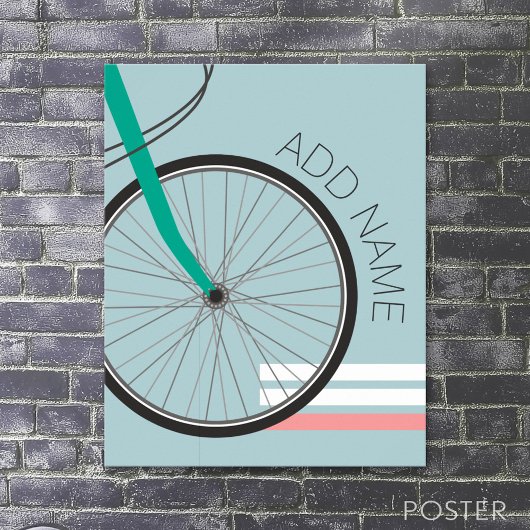 Fietswiel met aangepaste naam 20x28 poster