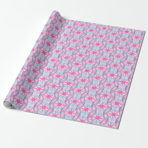 Fietswielroze blauw patroon cadeaupapier