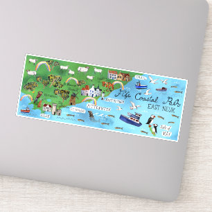 Fife kustweg Schotland geïllustreerde kaart Sticker