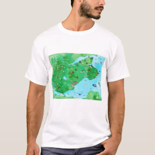 Fife kustweg Schotland Waterverf kaart Art T-shirt