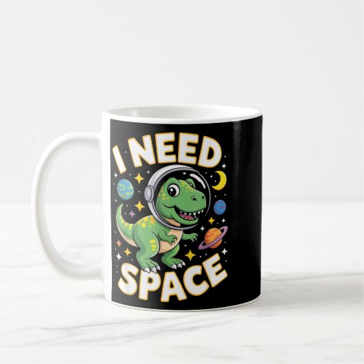 Fife Life I Need Space T-rex Astronaut Outterspace Koffiemok (Links)