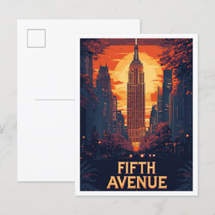 Fifth Avenue NYC USA  illustratie reizen Briefkaart
