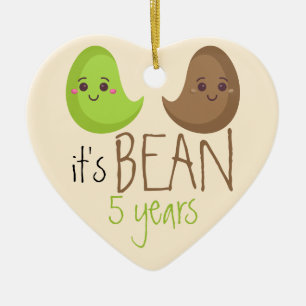 Fifth Funny Wedding Bean Five years couple Keramisch Ornament