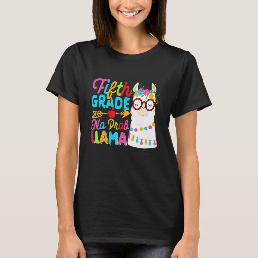 Fifth Grade No Prob Llama Back To School First Day T-shirt (Voorkant)