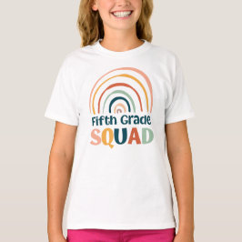 Fifth Grade Squad retro boho regenboog kleurrijk T-shirt