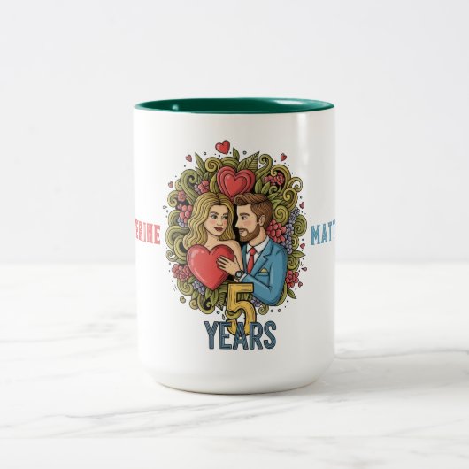 Fifth Year Anniversary Tweekleurige Koffiemok (Center)