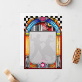 Fifties Party Invitations, 50's Rock in Roll Notitiekaartje (Voorkant / Achterkant in situ)