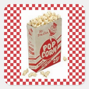  Fifties Pop Corn Red Check Stickers