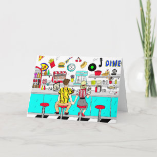 Fifties Retro Couple Jubileum Kaart