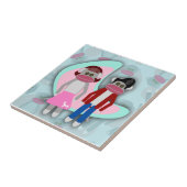 Fifties Sock Hop Sock Monkeys Tegeltje (Zijkant)