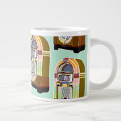 Fifts Jukeboxes Retro Mint Fun Art Patroon Grote Koffiekop (Rechts)