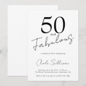 Fifty and Fabulous 50th Birthday Party Kaart (Voorkant / Achterkant)