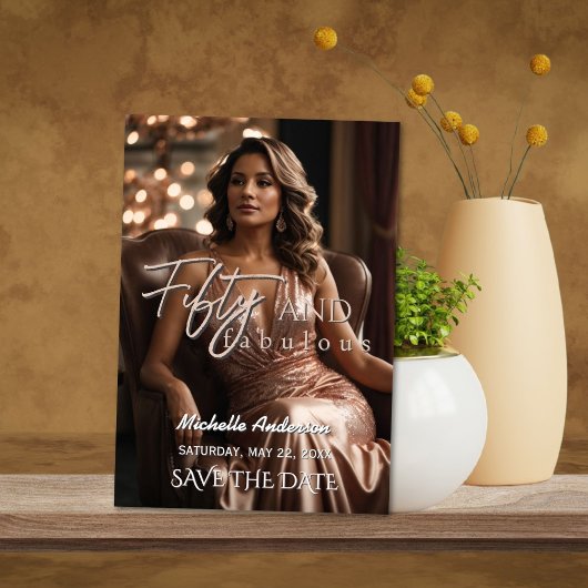 Fifty and Fabulous 50th Birthday Save the Date