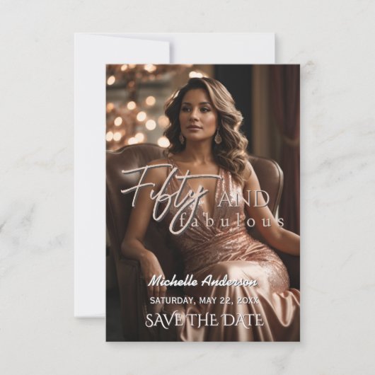 Fifty and Fabulous 50th Birthday Save the Date (Voorkant)