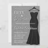 Fifty and Fabulous Black and Silver 50th Birthday Kaart (Voorkant)