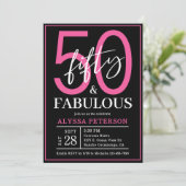Fifty and Fabulous Black Script 50th Birthday Kaart (Staand voorkant)