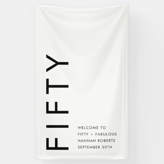 Fifty and Fabulous Bold 50th Birthday Party Spandoek (Verticaal)