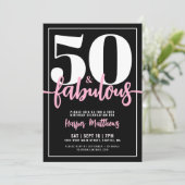 Fifty And Fabulous Modern 50th Birthday Party Kaart (Staand voorkant)