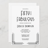 Fifty and Fabulous Modern Art Deco 50th Birthday Kaart (Voorkant / Achterkant)