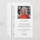 Fifty and Fabulous Photo 50th Birthday Party Kaart (Voorkant / Achterkant)