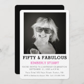 Fifty and Fabulous Photo 50th Birthday Party Kaart (Voorkant / Achterkant)