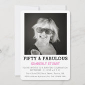 Fifty and Fabulous Photo 50th Birthday Party Kaart (Voorkant)