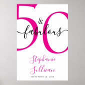 Fifty and Fabulous Pink 50th Birthday Party  Poster (Voorkant)
