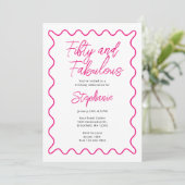 Fifty and Fabulous Pink Script Kaart (Staand voorkant)