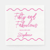 Fifty and Fabulous Pink Script Servet (Voorkant)