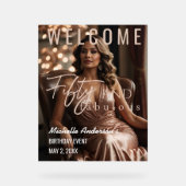 Fifty and Fabulous Rose Gold Acrylic Table Sign  (Recto)