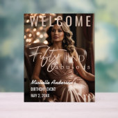 Fifty and Fabulous Rose Gold Acrylic Table Sign  (Neutre)