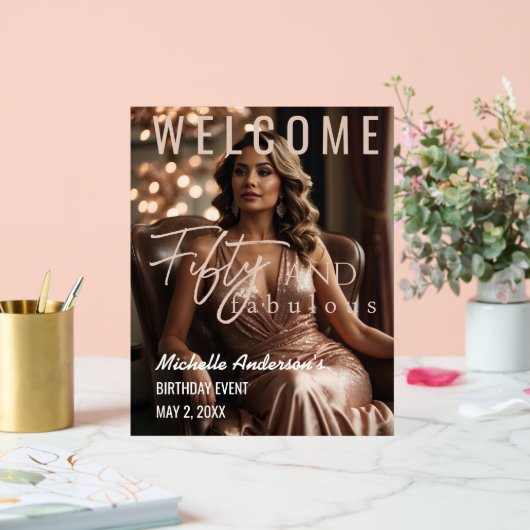 Fifty and Fabulous Rose Gold Acrylic Table Sign  (Mariage)