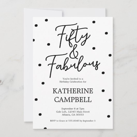 Fifty and Fabulous Script 50th Birthday Kaart (Voorkant)