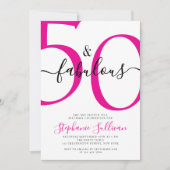 Fifty and Fabulous Script 50th Birthday Party Kaart (Voorkant)
