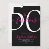 Fifty and Fabulous Script 50th Birthday Party Kaart (Voorkant)