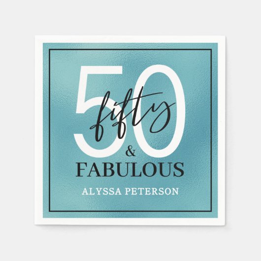 Fifty and Fabulous Script 50th Birthday Servet (Voorkant)