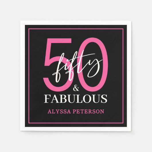 Fifty and Fabulous Script 50th Birthday Servet (Voorkant)